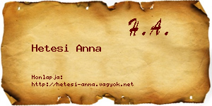 Hetesi Anna névjegykártya